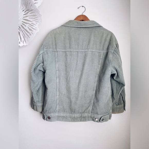 BDG Urban Outfitters Corduroy Olive Green Quilted Lined Shacket Jacket Oversized - Picture 5 of 12